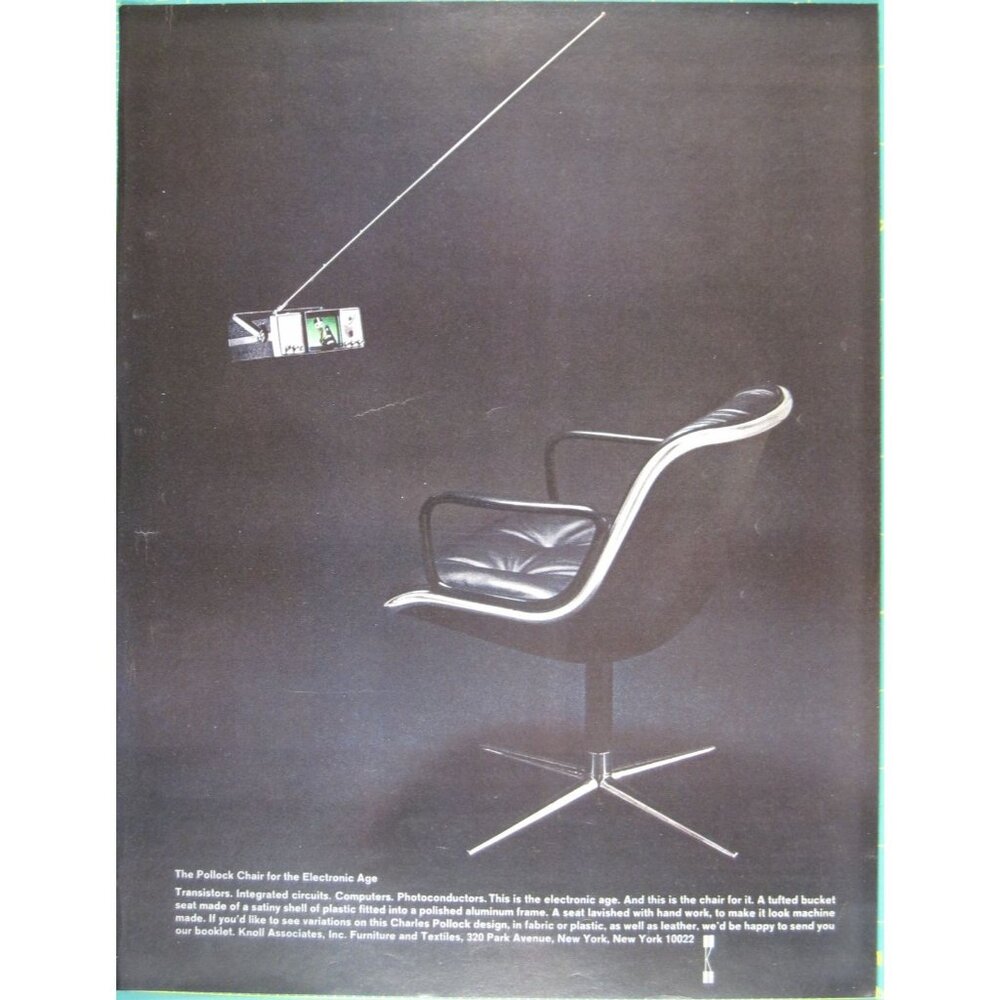 Print Ad Pollock Chair Electronic Age Transistors Circuits Computers 1960s MOD